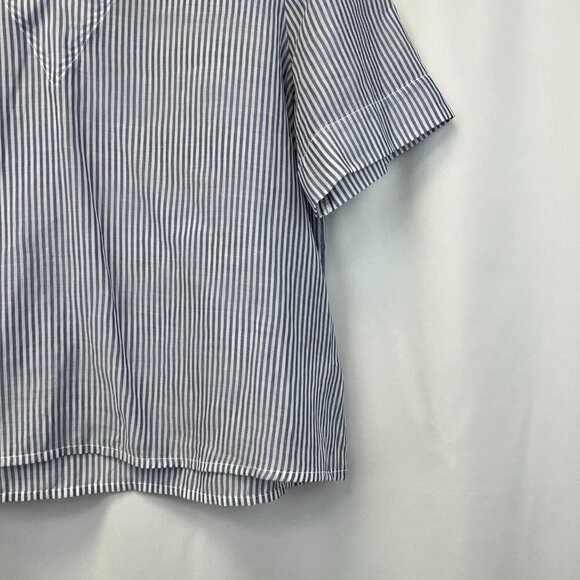 A New Day Womens Blue White Striped Short Sleeve Cropped Blouse Top Size Small - Picture 5 of 9